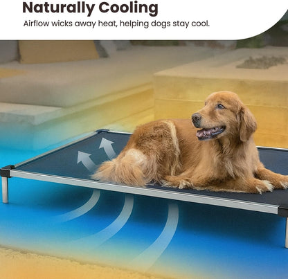 Chew Proof Elevated Cooling Outdoor Cot Bed for Small Dogs & Puppies - Virtually Indestructible, Preassembled, Withstands Aggressive Chewers - S, Black Mesh
