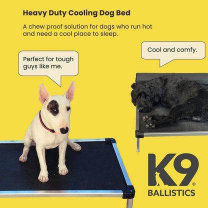 Chew Proof Elevated Cooling Outdoor Cot Bed for Small Dogs & Puppies - Virtually Indestructible, Preassembled, Withstands Aggressive Chewers - S, Black Mesh